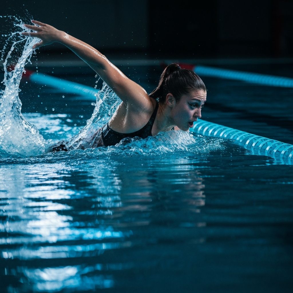 Swimmer training with underwater LED pacing lights